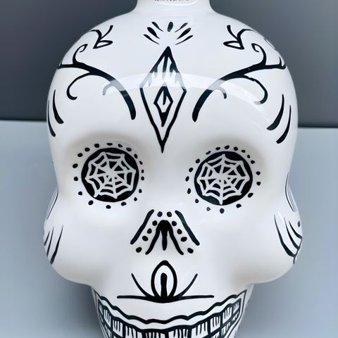 Kah tequila tom flaske vase porselen håndlaget Mexico Halloween skull hodeskalle