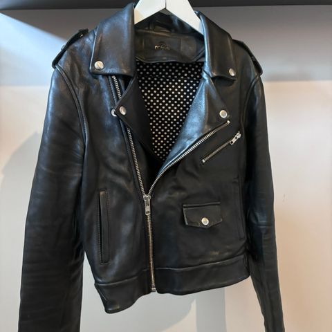 Black leather jacket , brand Maje