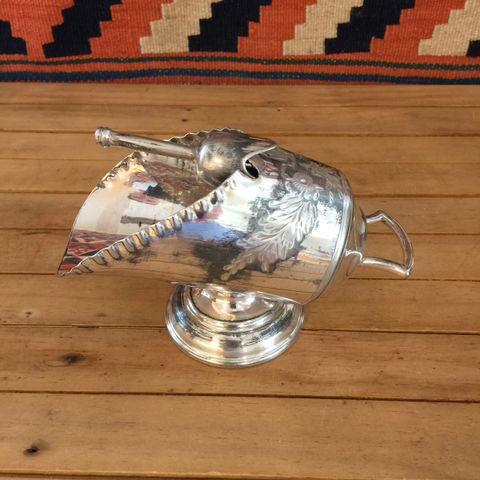 Vintage Sukkerskål med skje sølvbelagt EPBM. Silver Plated Sugar Scuttle