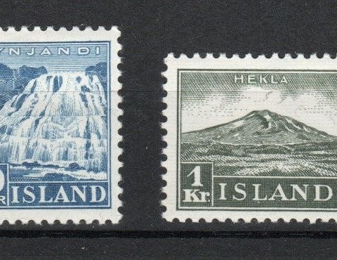 Island ustemplet. Lim med hengsel rester. AFA 181-182