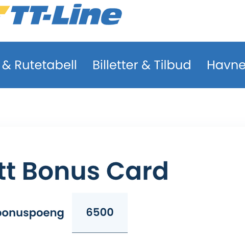 TTline/TT-Line Bonuspoeng til reise med ferge