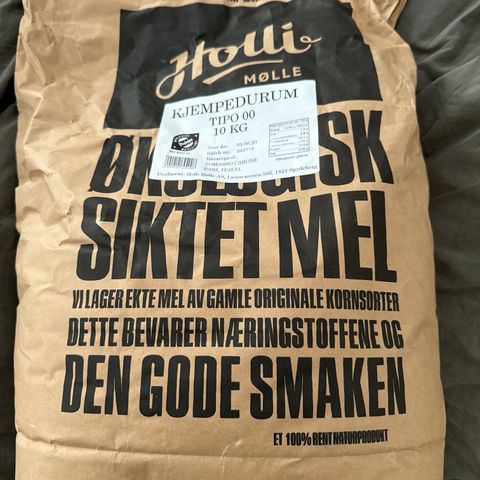 Holli Mølle - Kjempedurum Tipo 00 pizzamel - 10kg - Uåpnet