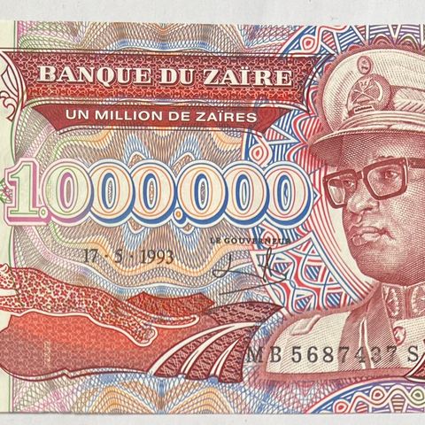 ZAIRE.  1993 1 000 000 ZAIRES.   P-45b.   UNC