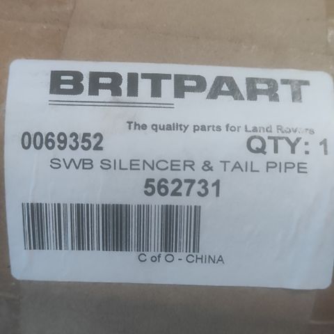 Britpart swb silencer og tail pipe