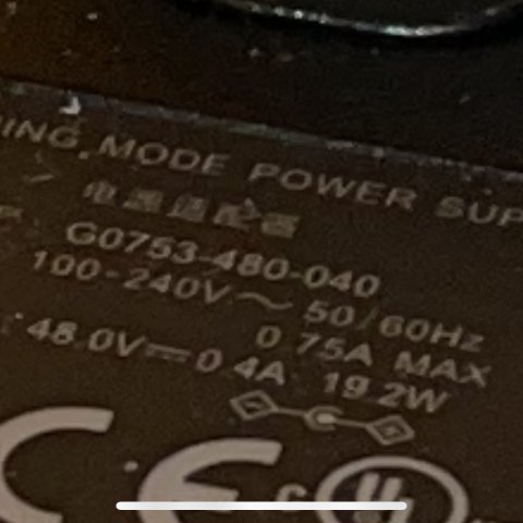 strømadapter 48V  0.4A  / AC Output: 48V 0.4A