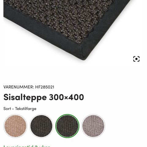 300x400 - Sort Sisal-teppe  (fortsatt innpakket)