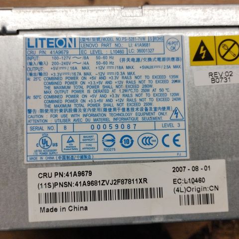 Liteon 250w strømforsyning