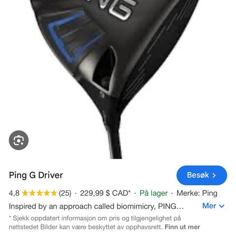 Ping g driver køllehodet