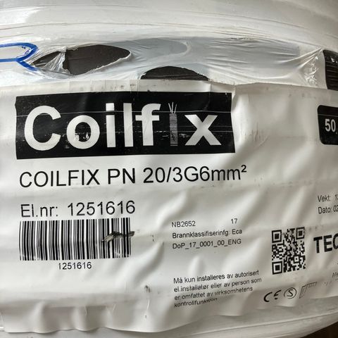 Korrugert med ledning Coilfix 20/3 G 6 mm2