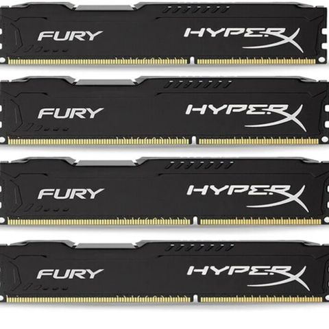 4X4GB Hyper X FURY DDR3 Minnekort!