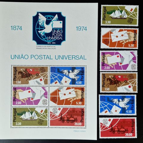 Portugal 1974 - MNH - Postfugler - 6 frimerker + miniarksett, postfrisk