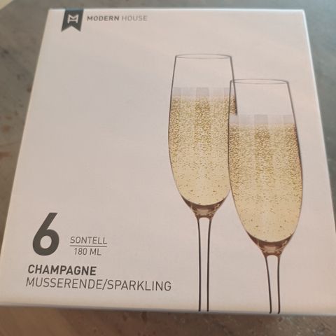 6 stk sontell champagne glass uåpnet