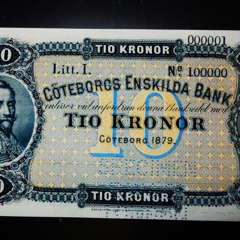 10 Kroner seddel 1879 Sverige Kopi.