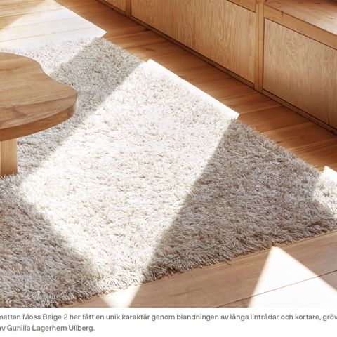 Nytt Moss Gulvteppe fra Kasthall, Beige 2, str: 200 x 300 cm.