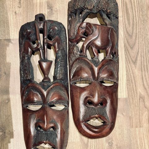 Vintage Masker fra Afrika, figur, veggpryd