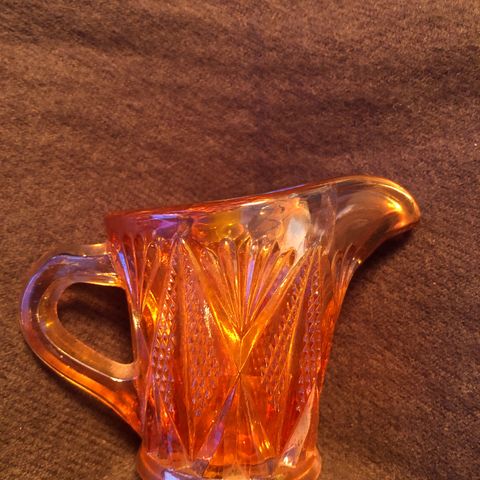 SOWERBY Split Diamond CARNIVAL GLASS Creamer Marigold, Lusterglass