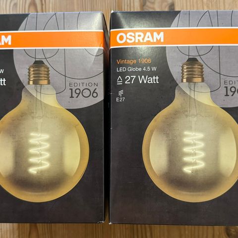 Osram Vintage 1906 LED Flobergseter 4,5W E27 - 2 stk gis bort!