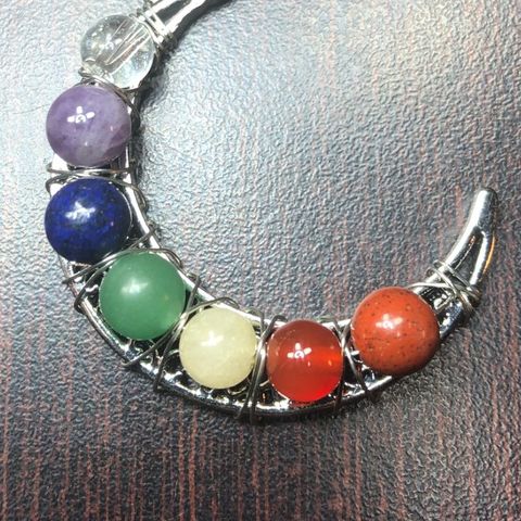 7 Chakra Crystal Healing Stone Crystal Moon Necklace