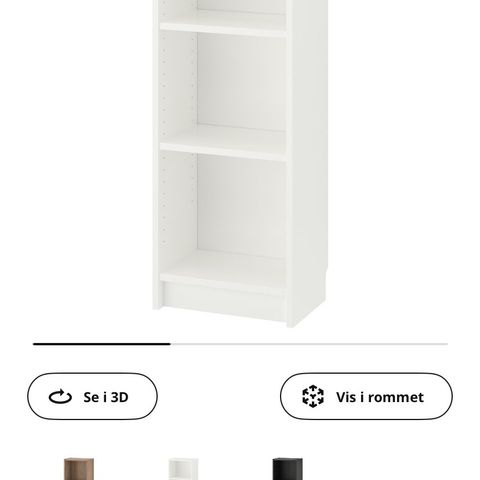 Hvit Billy hylle (Bildet lånt fra Ikea)