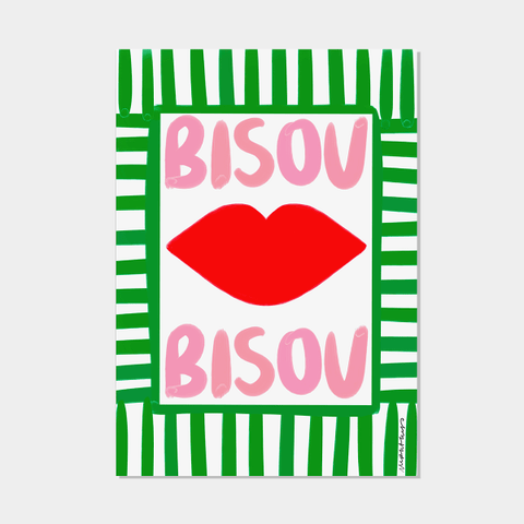 Kul kunst-plakat | Bisou Bisou | Uåpnet | 50x70cm