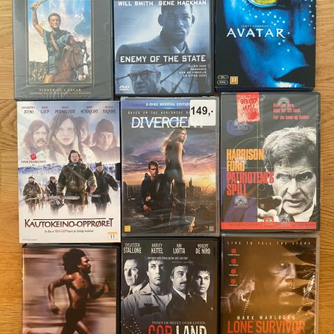 DVD / Blu-ray filmer selges samlet for kr 7,- stk.