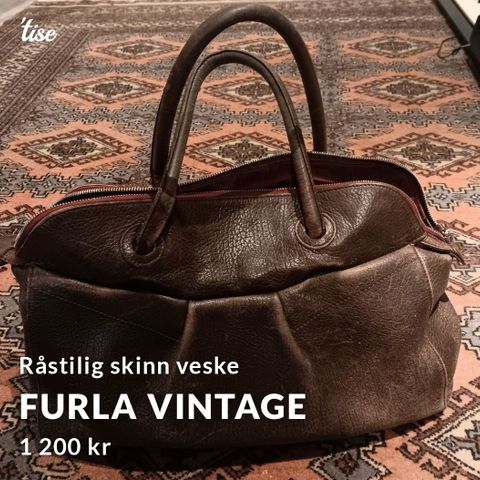 Vintage FURLA Veske i brunt ekte skinn