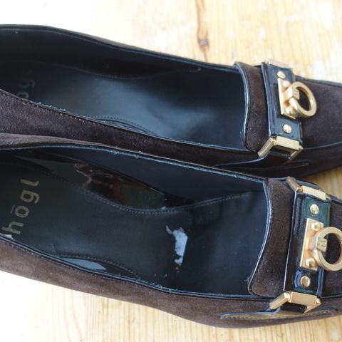 Dame brune semsket skinn sko, merke Høgl, størrelse 4 (37)