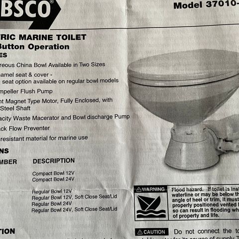 Jabsco Electric Marine Toilet