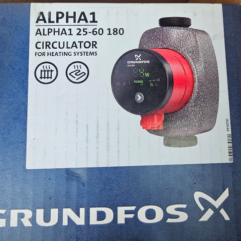 Grundfos Alpha1 sirkulasjonspumpe for varmeanlegg selges billig!