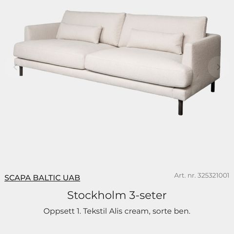 Helt ny Stockholm sofa fra Møbelringen. Før 22’ nå 13’