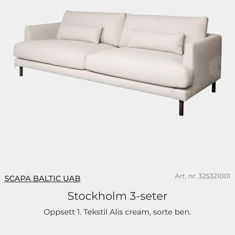 Helt ny Stockholm sofa fra Møbelringen selges billig.