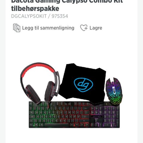 Gaming tastatur, mus, matte og headsett