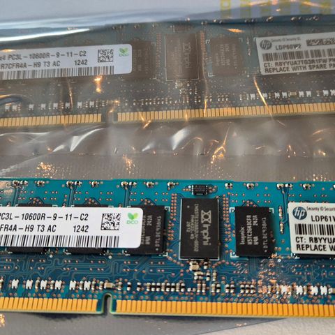 2 stk 4GB PC3-10600R 1Rx4 til server