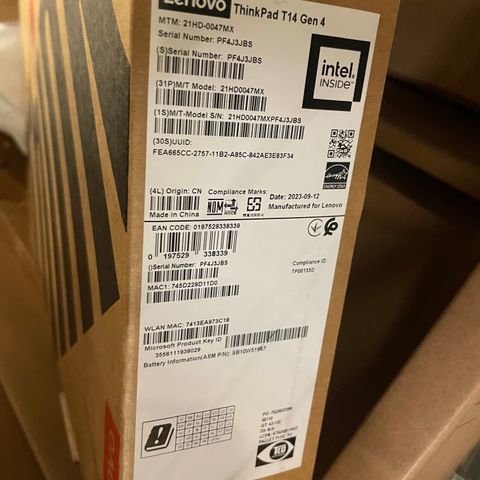 Lenovo ThinkPad T14 Gen 4,  16 GB ram. 256 GB SSD. Helt ny! Ubrukt