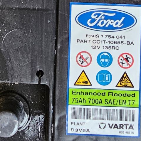 Bilbatteri Ford varta 75 a  12 volt