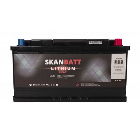 SKANBATT Lithium HEAT Batteri 12V 150AH 150A BMS - Bobil - Bluetooth