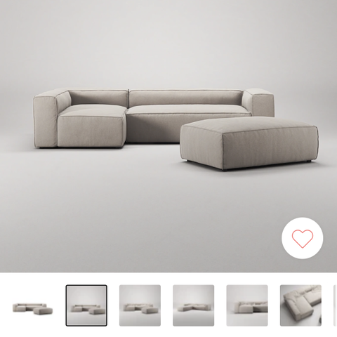 Decotique Grand 4-seter sofa med fotskammel, Sandshell Beige