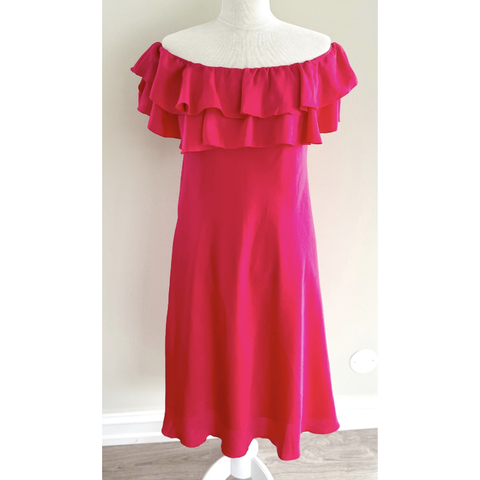 Haust cerise off shoulder kjole i str. 40