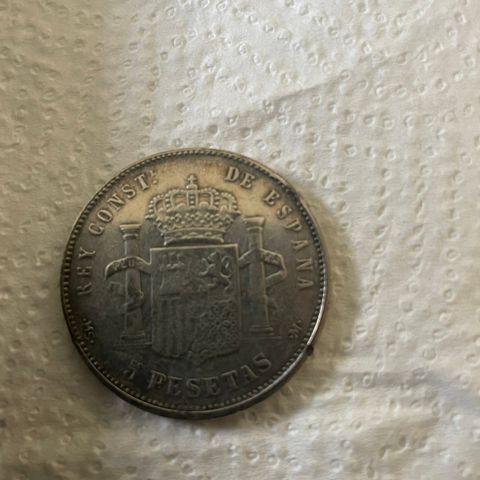 5 pesetas fra 1892