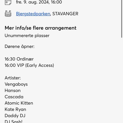 VIP billett til We love the 90’s i Stavanger