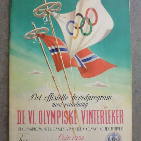 Olympiske leker 1952. Det offisielle hovedprogram, med veiledning. Oslo 1952.