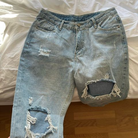 Lyseblå Ripped (Skinny/Mom) Jeans, str. L/M