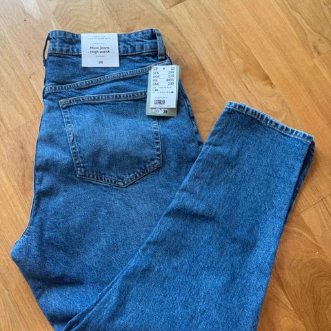 Mom jeans high waist, ankel lengde str 46