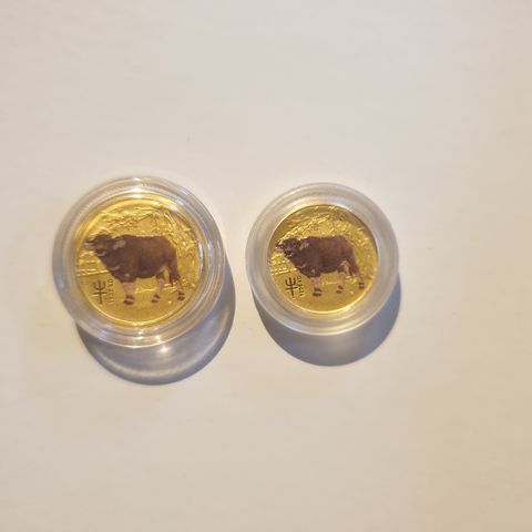 2x Lunar gullmynter 1/20 & 1/10oz