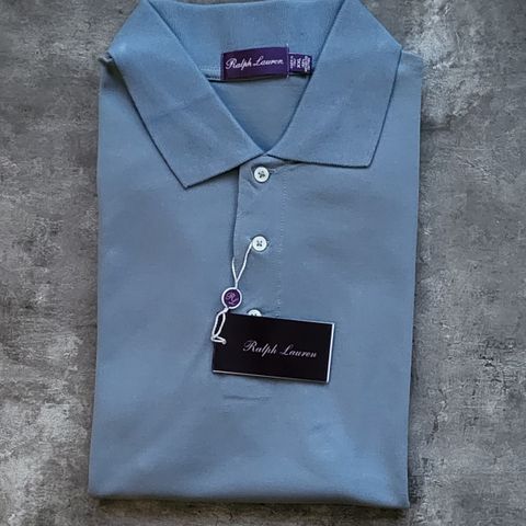 Ralph Lauren Purple Label polo-shirt, str 2XL, farge stålblå/petrol (ubrukt).