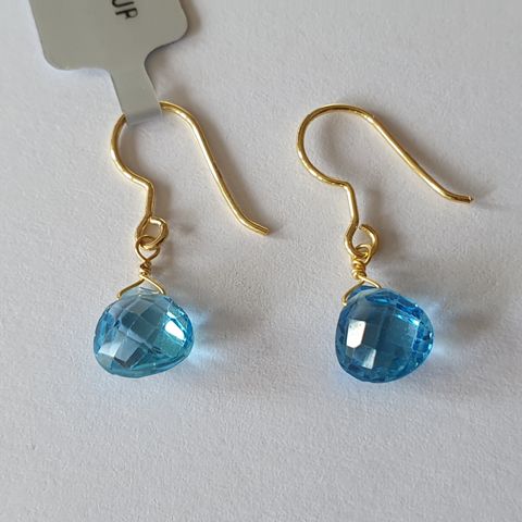 Brazilian Swiss Blue Topaz 4.97ct Gold Plated 925 Silver Earrings Øreddobber