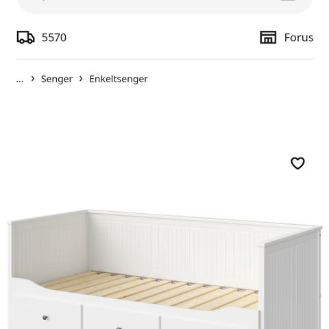 Hvit Ikea Hemnes enkel/dobbelt seng selges