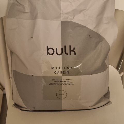 2,5kg uåpnet Micellært Kasein/Casein med vaniljesmak fra Bulk