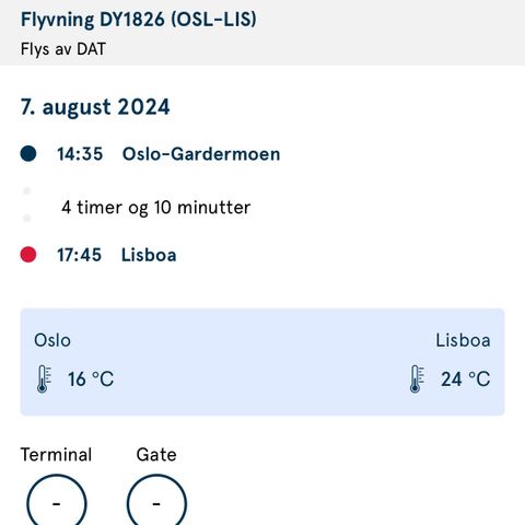 To flybilletter tur/ retur Oslo - Lisboa