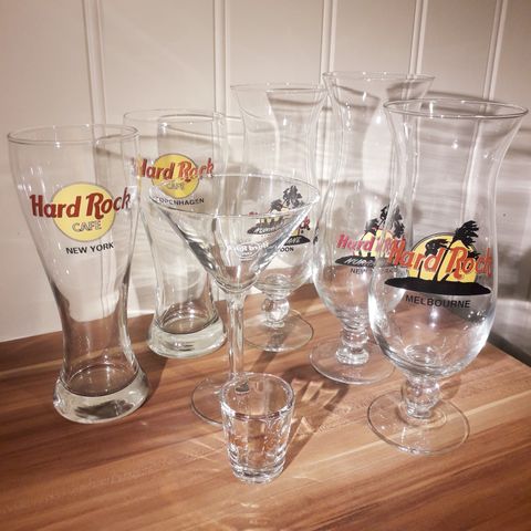 Ulike "Hard Rock Cafe"-glass (Melbourne, Las Vegas, New York mfl)